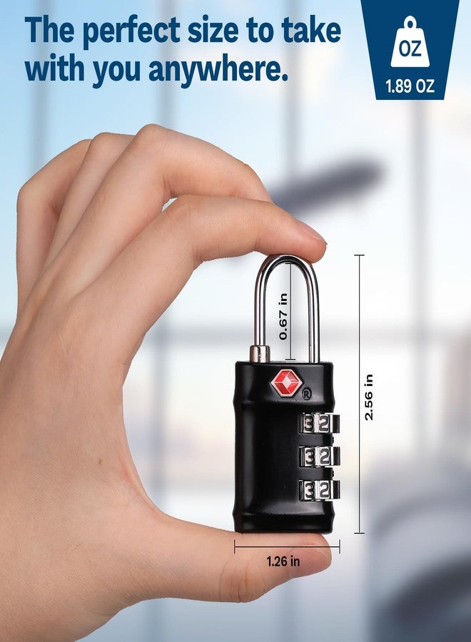 BARRYSAIL TSA Approved Combination Lock - Compact & Durable Luggage Locks, 3-Digit Resettable Password for Travel, Gym Lockers, Cabinets, Black - Image 2